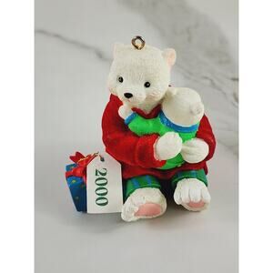 Christmas Tree Ornament AGC Teddy Bear w/ Baby 2 3/4" To My Dad Figurine 20s Vtg